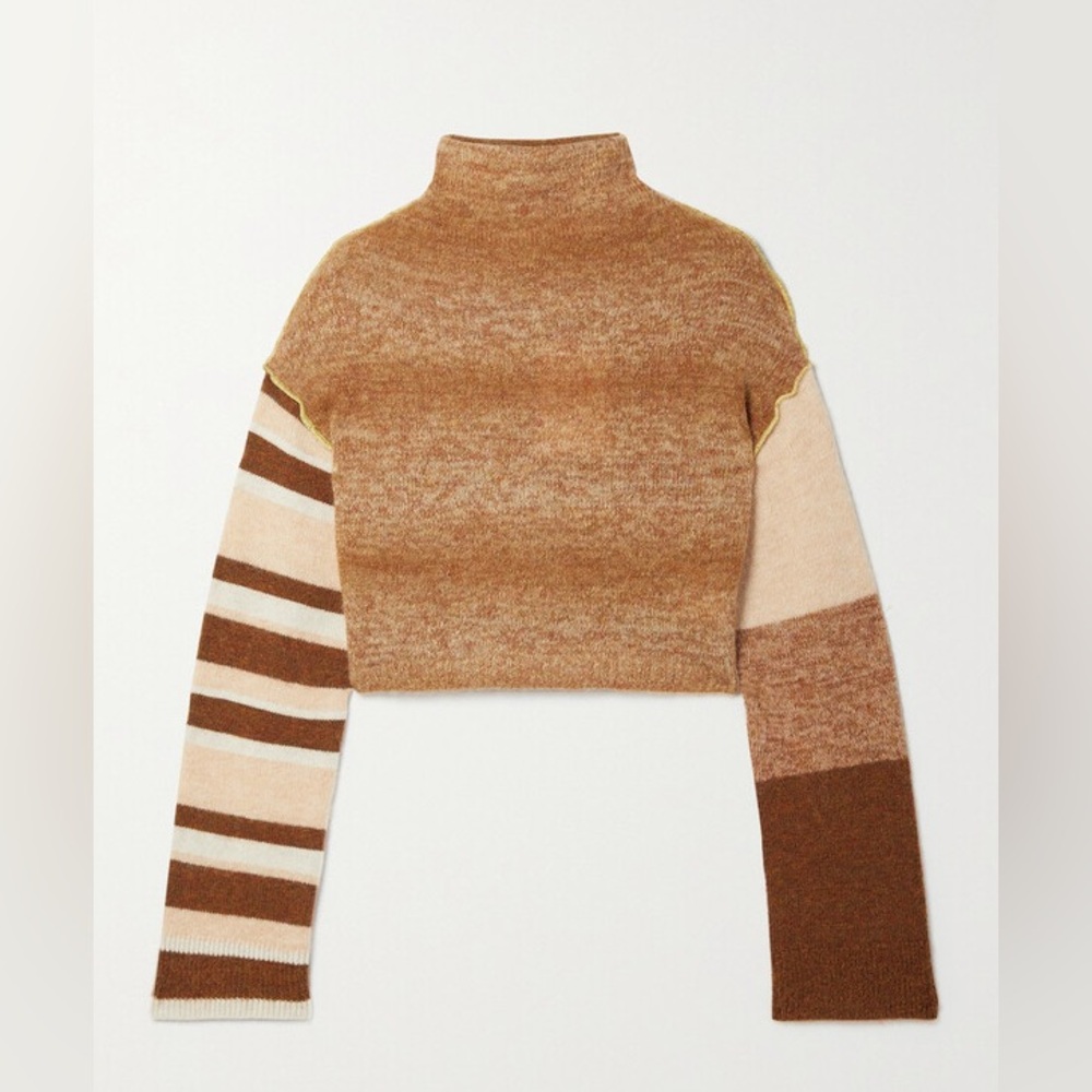 Acne Studios Stripe Patchwork Alpaca
Blend Cropped Sweater Size Medium NWOT